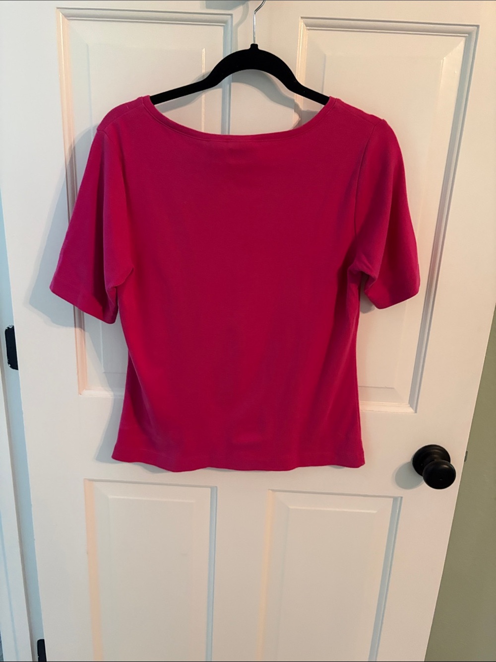 Chico's Short Sleeve Crewneck Tee in Bright Fuchsia - Picture 3 of 3